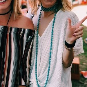 extra long turquoise beaded necklace
